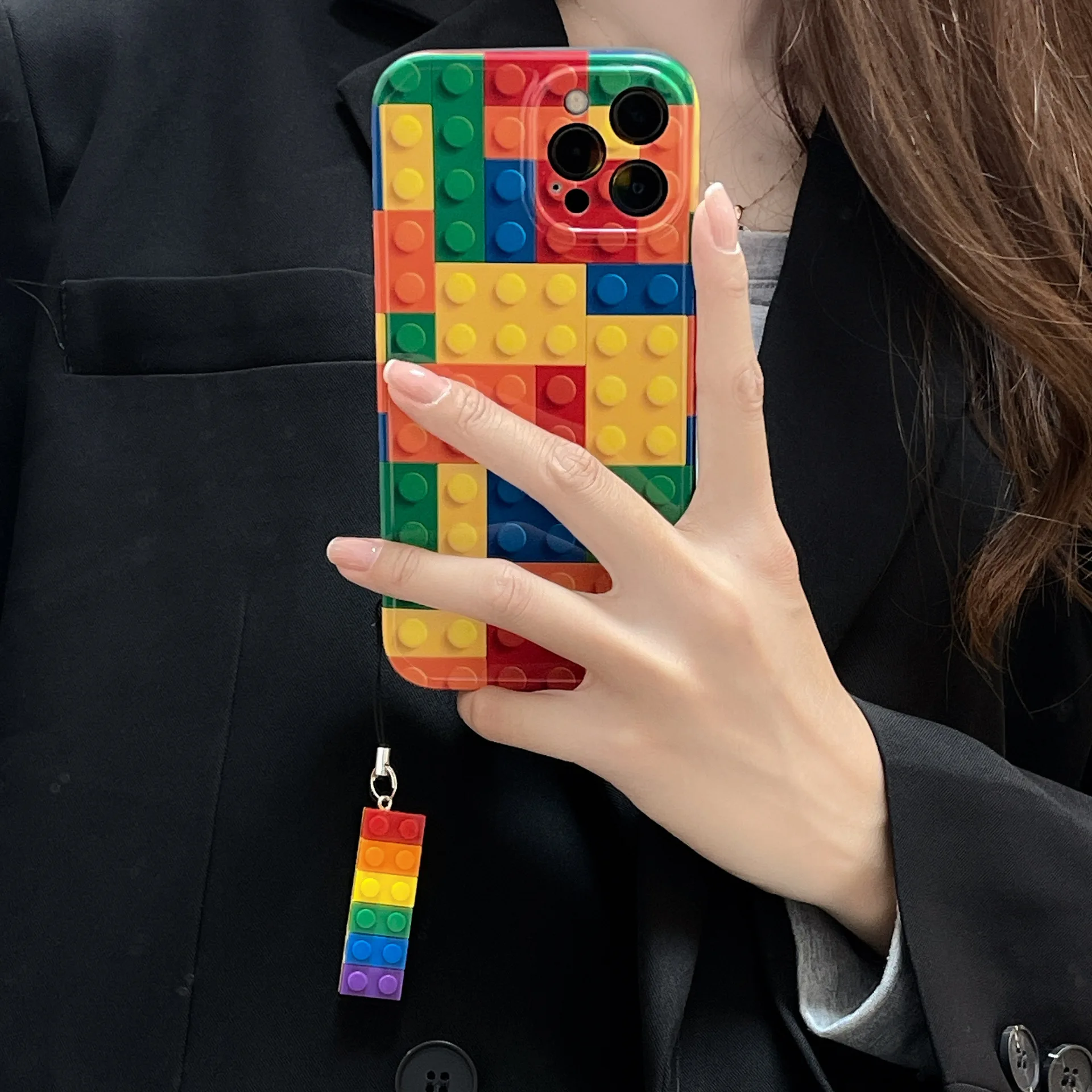 Toy Building Blocks Colorful Cute Kids Phone Case for iPhone 11 12 13 Pro Max 8 7 Plus X XR XS MAX Translucent Matte