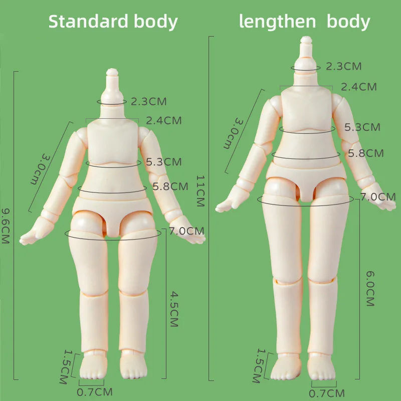 New YMY Body Joint Doll DIY Boy girl Body for obitsu 11, GSC Head, Ob11,1/12BJD Doll Accessories Toy Replacement Joint Hand