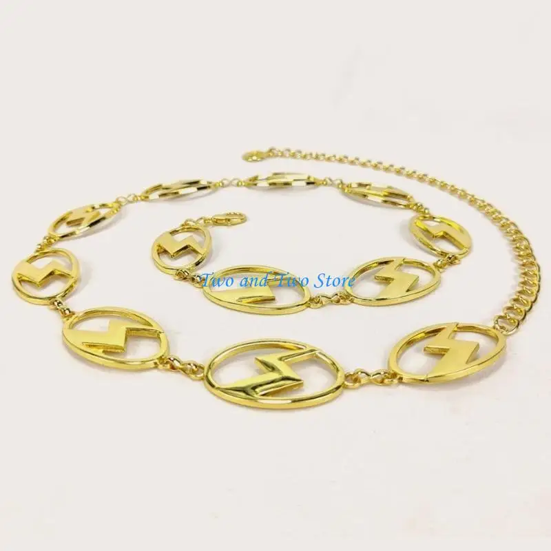 HX6F All Matching Lightnings Waist Chain for Women Waist Chain Belt Belly Chain Aesthetic Body Chain Evening Dress Waist Chain