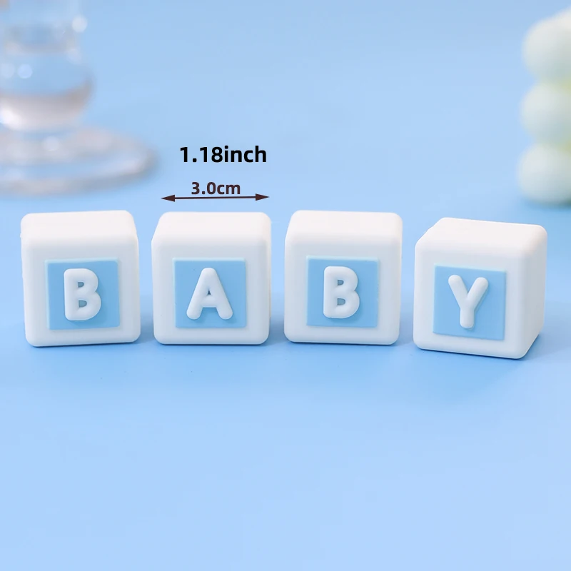 Baby-Bausteine Auto Trojanisches Pferd Blau Rosa Bär Tortendekoration für Jungen Mädchen Babyparty Geburtstagstorten-Deko-Set – Detail 11