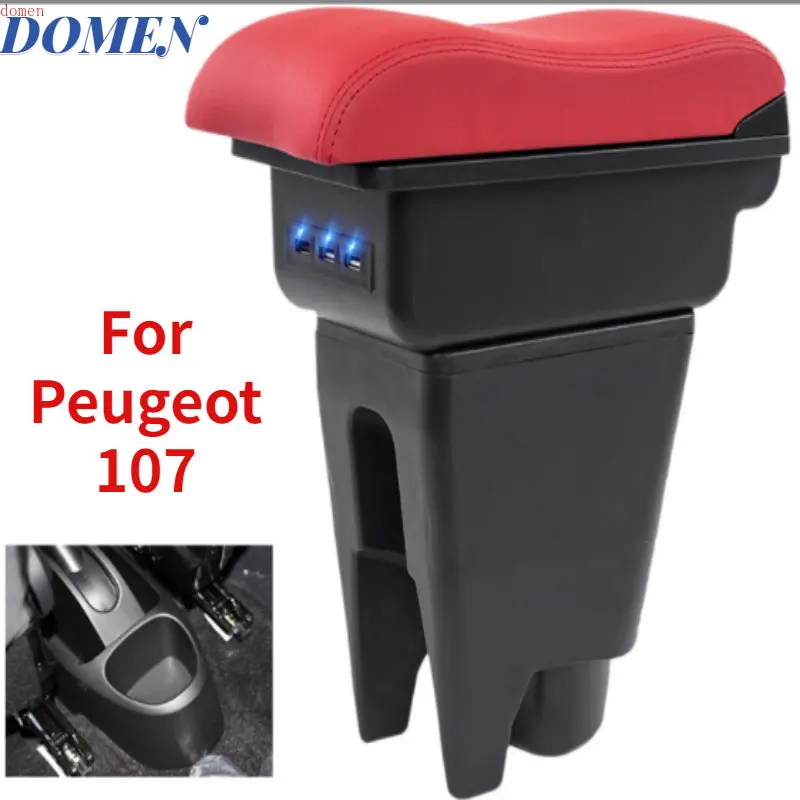 

For Peugeot 107 Armrest box For Citroen C1 Toyota Aygo BJ Armrest box Store box Retrofit USB Charging Car Accessories