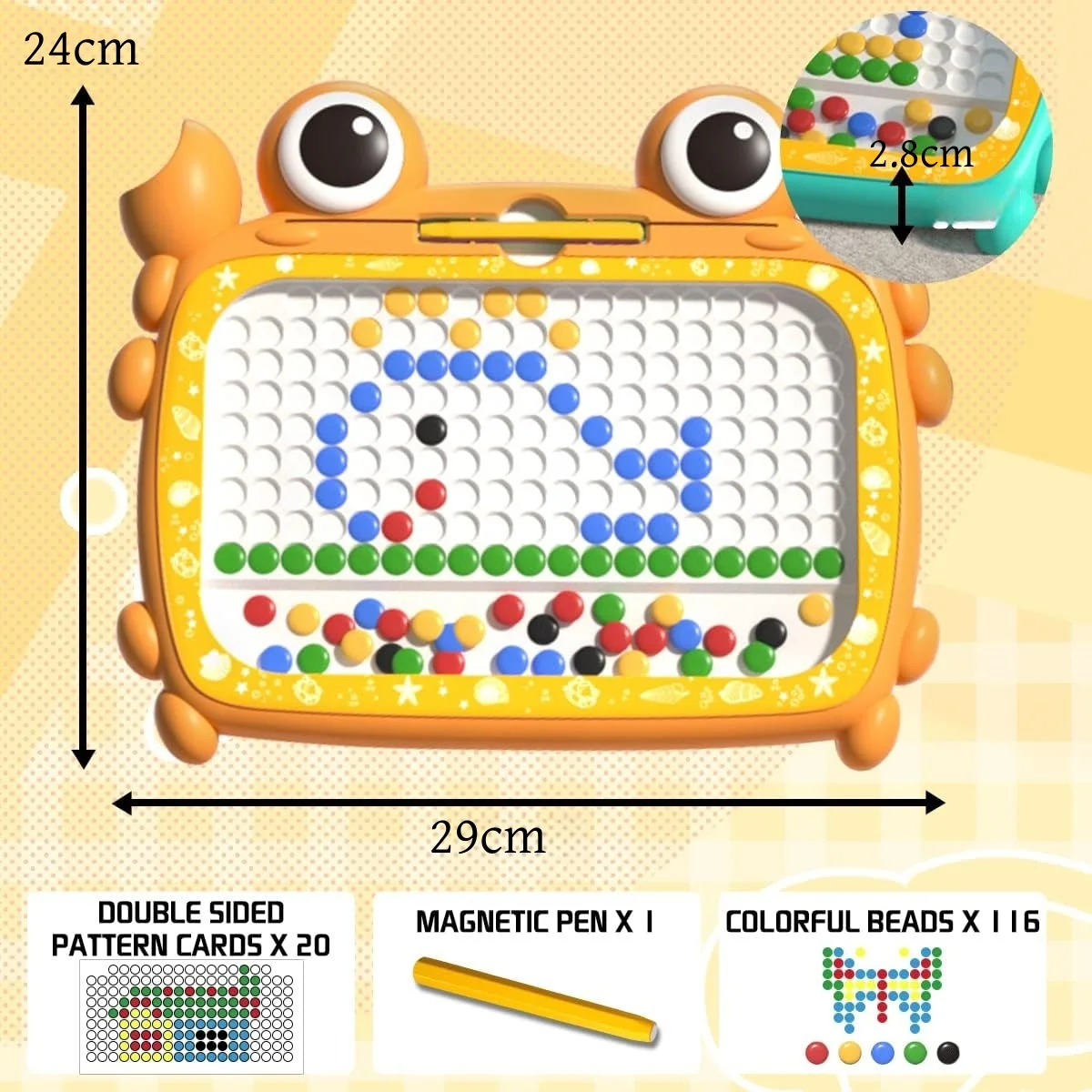 磁気カニ描画ボード 磁気ペン付き 大型落書きボード アート モンテッソーリ教育 就学前のおもちゃ ギフト