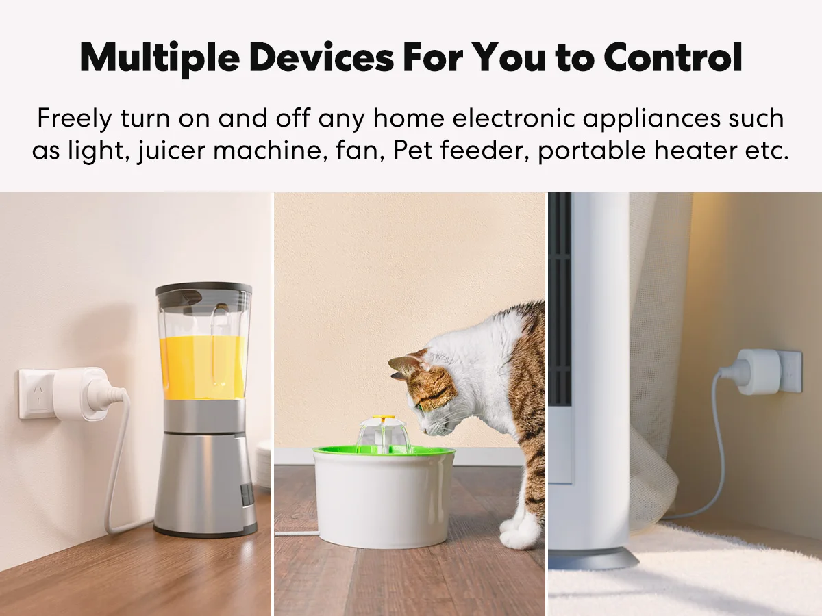 منفذ Meross Smart Plug WiFi مع مراقبة الطاقة، وجهاز التحكم عن بعد في التطبيق، ووظيفة التوقيت، متوافق مع Alexa، ومساعد Google