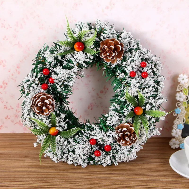 20/30/40cm Christmas Wreath Front Door Garlands Hanging Ornaments Merry Christmas Decor Happy New Year Navidad Artificial Wreath