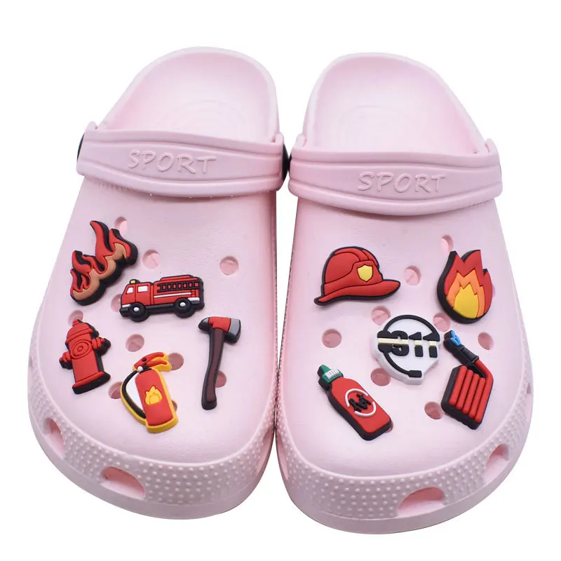 New 1Pcs PVC Fireman Shoe Charms for Crocs DIY Badge Woman Clogs Buckle Kids Pins Decoration Jeans Shoe Accessories X-mas Gift