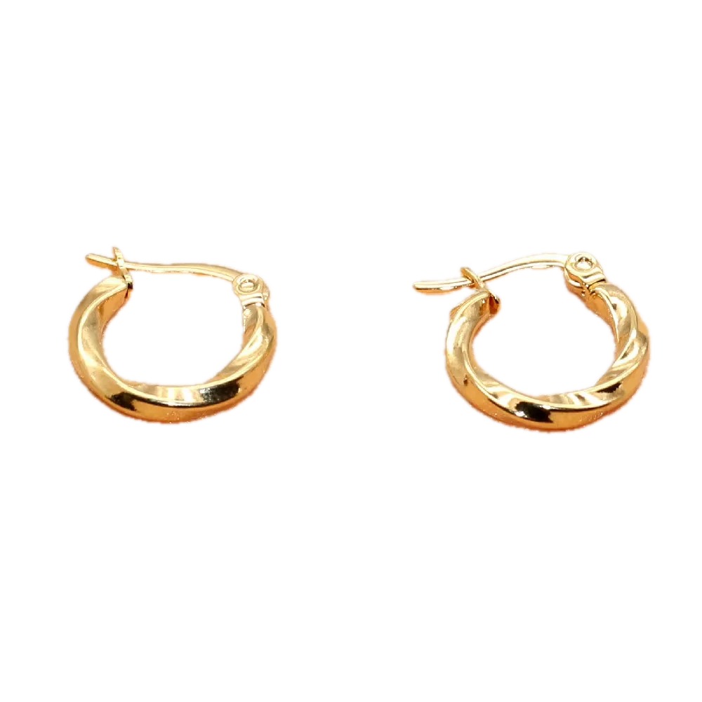Titanium Warp Gold Color 15mm Smooth Circle Wedding Jewelry Hoop Earrings 316 L Stainless Steel No Easy Fade Allergy Free
