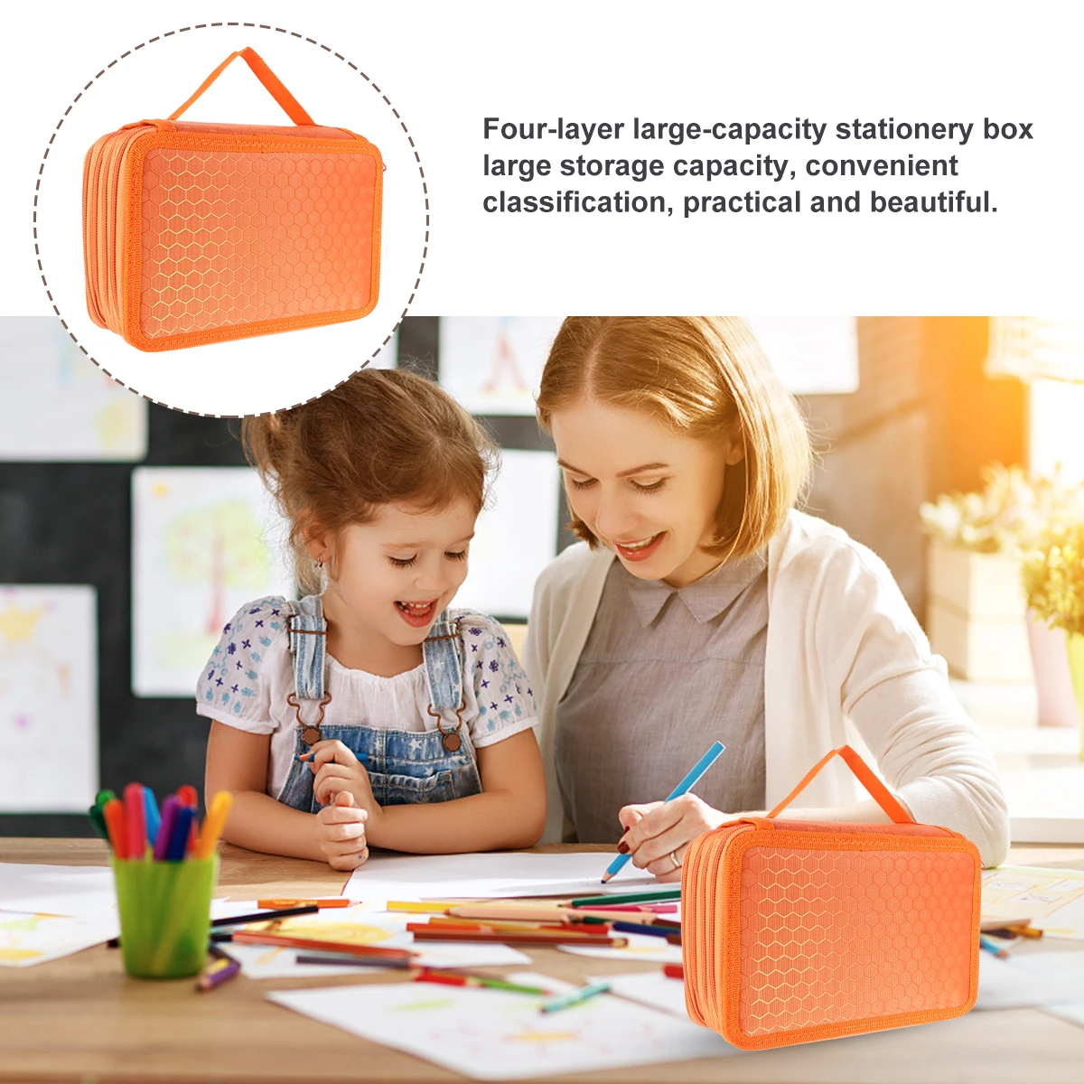 

Pencil Case and 72 Slot Pouch Bag Slots Colored Stationery Box Handy Bags Organizer