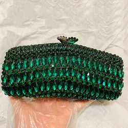 Luxury Green Rhinestone Evening Clutch Purses Women Party Bags Designer Crystal  Chain Handbag Ladies Diamond Formal Purse Bag