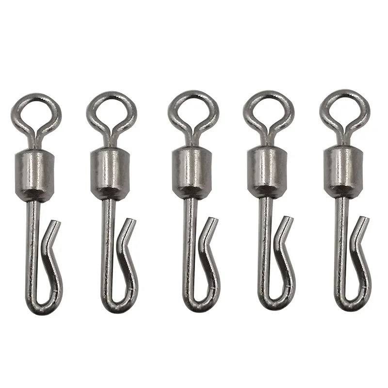 30Pcs/Lot  Fishing Connector Pin Bearing Rolling Swivel Fast Stainless Steel With Interlock Snap Fishhook Lure Fishing Tackle