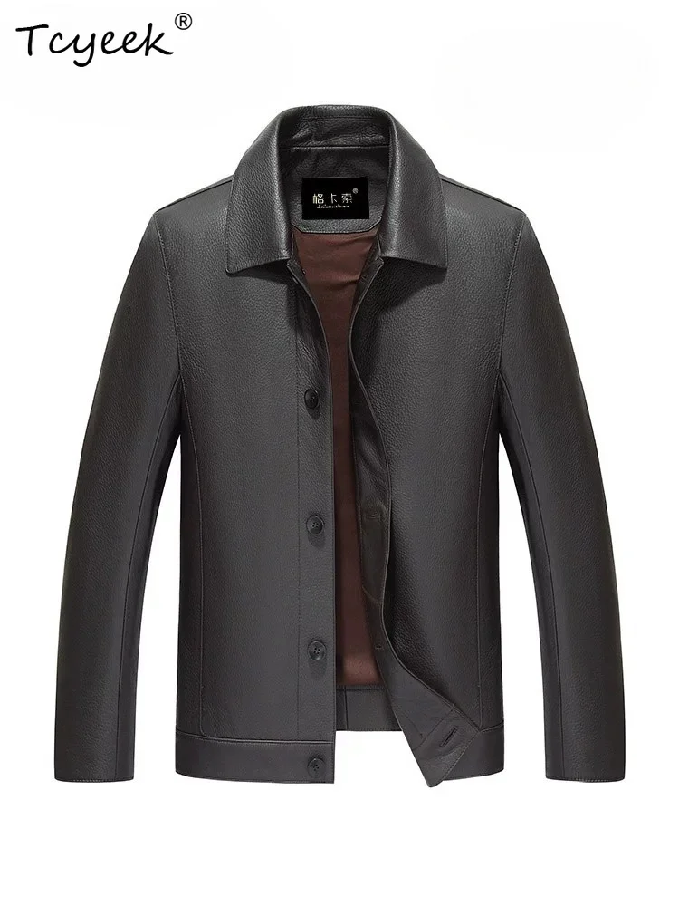 Tcyeek Natural Deerskin Real Leather Jacket Men Clothes Business Casual Mens Coats Spring Autumn Slim Fit 2026 Jaqueta De Couro