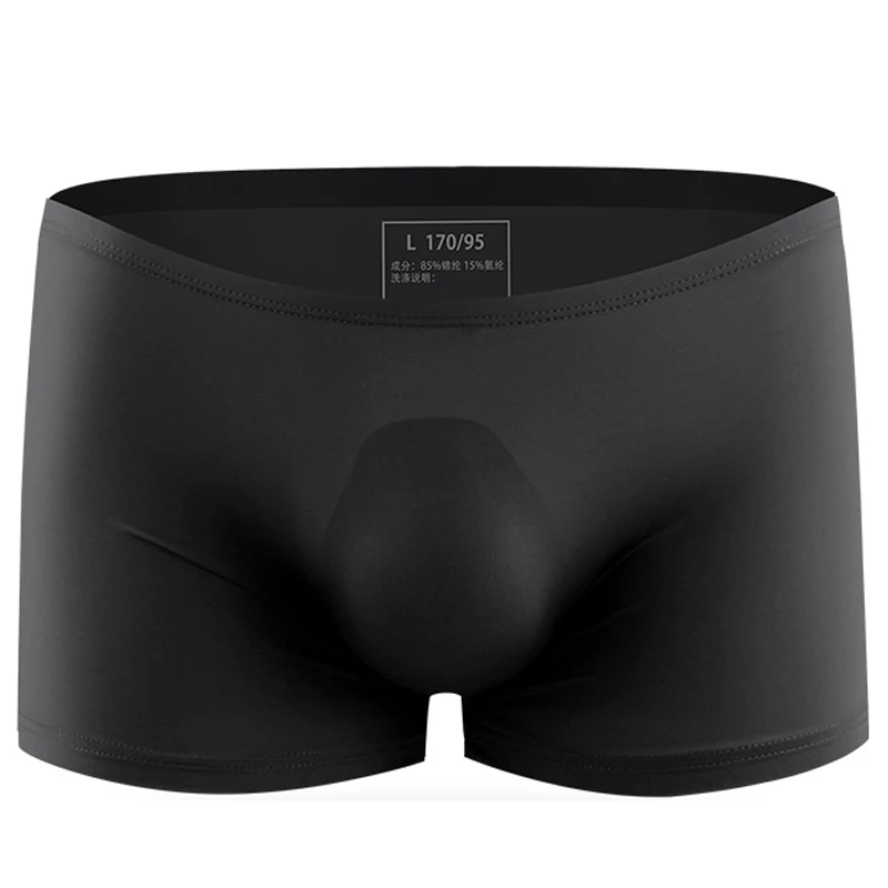 ملابس داخلية من الحرير الجليدي للرجال سراويل بوكسر شفافة رفيعة للغاية مثيرة قطعة واحدة صيفية قابلة للتنفس للشباب بأربعة زوايا