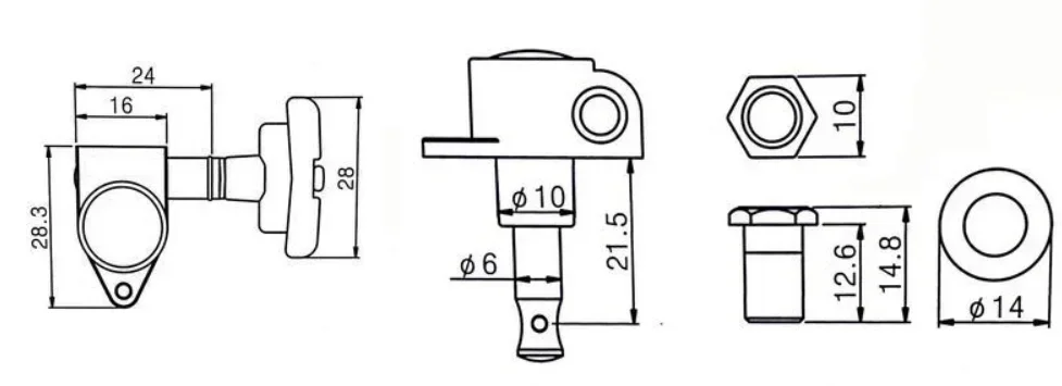 

KAYNES J-109 Колки для электрогитары 3R + 3L Черный Арт-деко Вращающиеся колки в императорском стиле Гитарные тюнеры