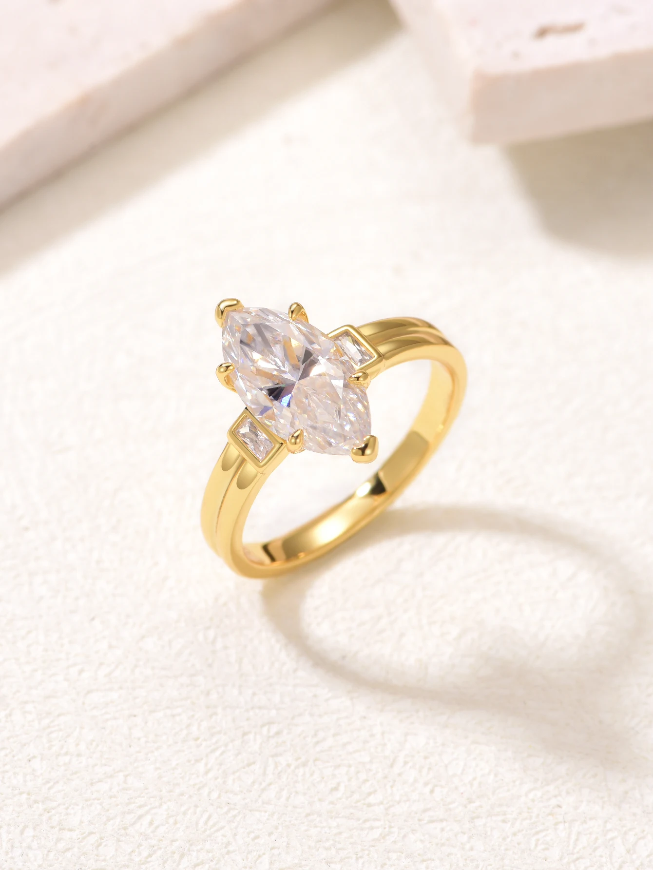 S925 فضة 3CT ماركيز مويسانيتي خاتم مجموعة غرامة مجوهرات مطلية بالذهب 18 كيلو مناسبة لهدايا عيد الميلاد