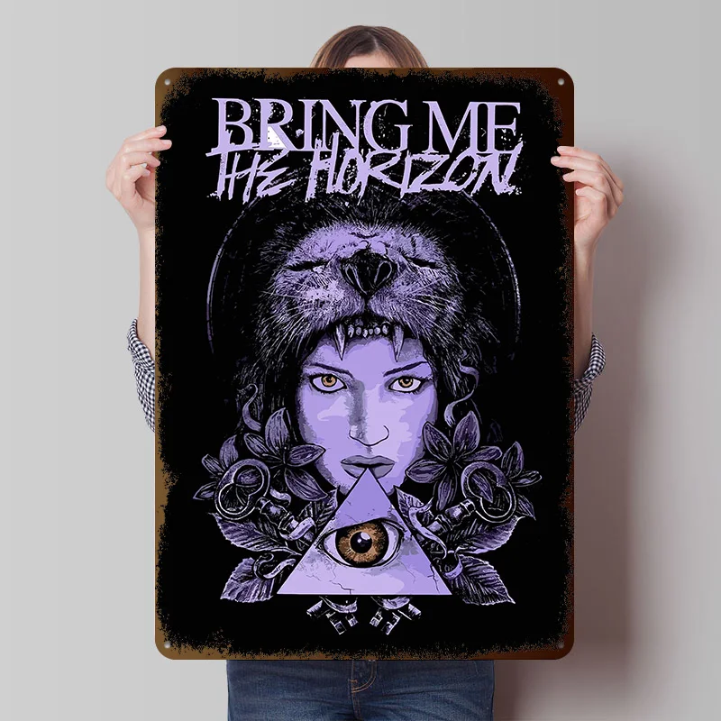 Bring Me The Horizon Artwork Tinplate Posters Customizable Wall Art Retro Vintage Metal Signs for Home Room Bedroom Decorations