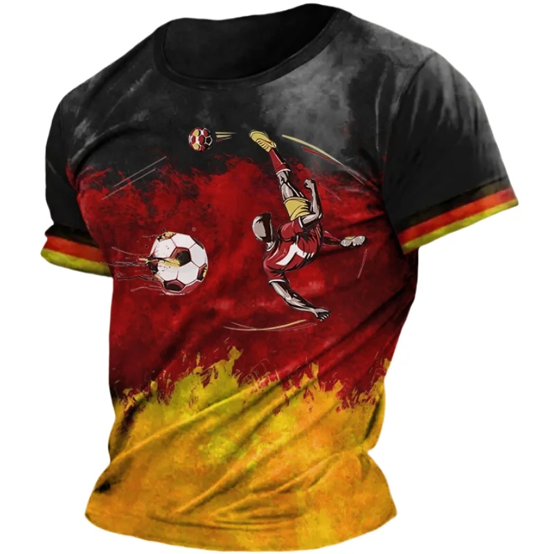 Niemcy t-shirt z nadrukiem dla mężczyzn letnie Niemcy Jersey z okrągłym dekoltem z luźna krótka rękawem Deutschland koszulka sportowa Top odzież