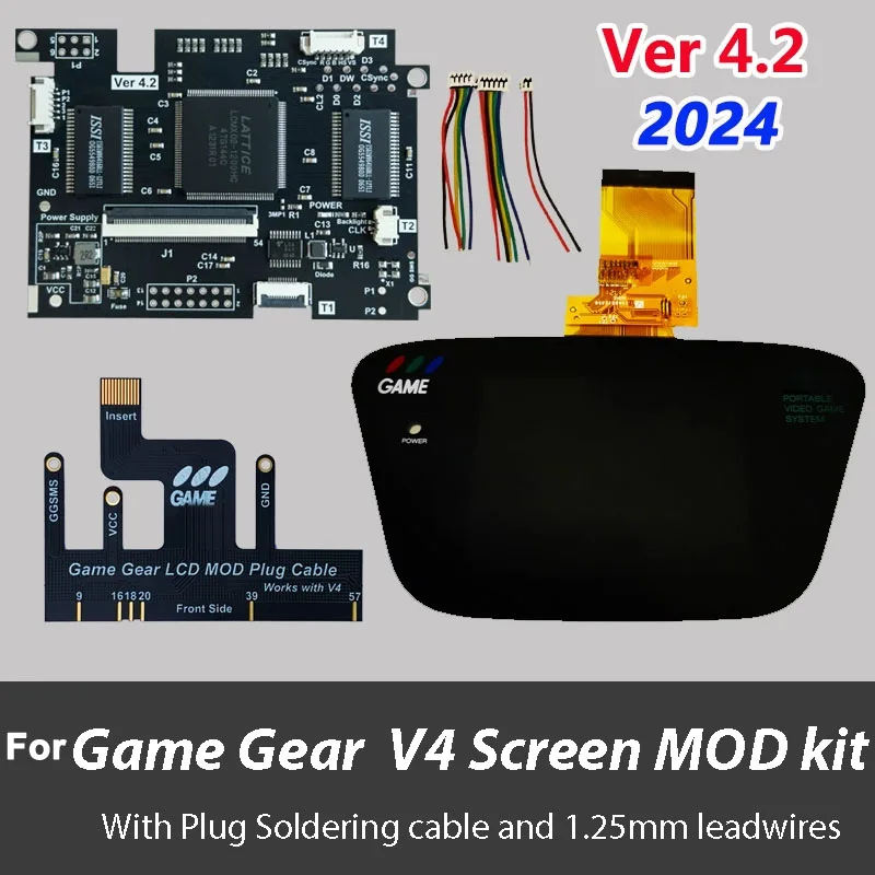 Tela lcd v4.2 para sega game gear highlight display completo vga out mod destaque brilho ajustável kits lcd para sega gg console