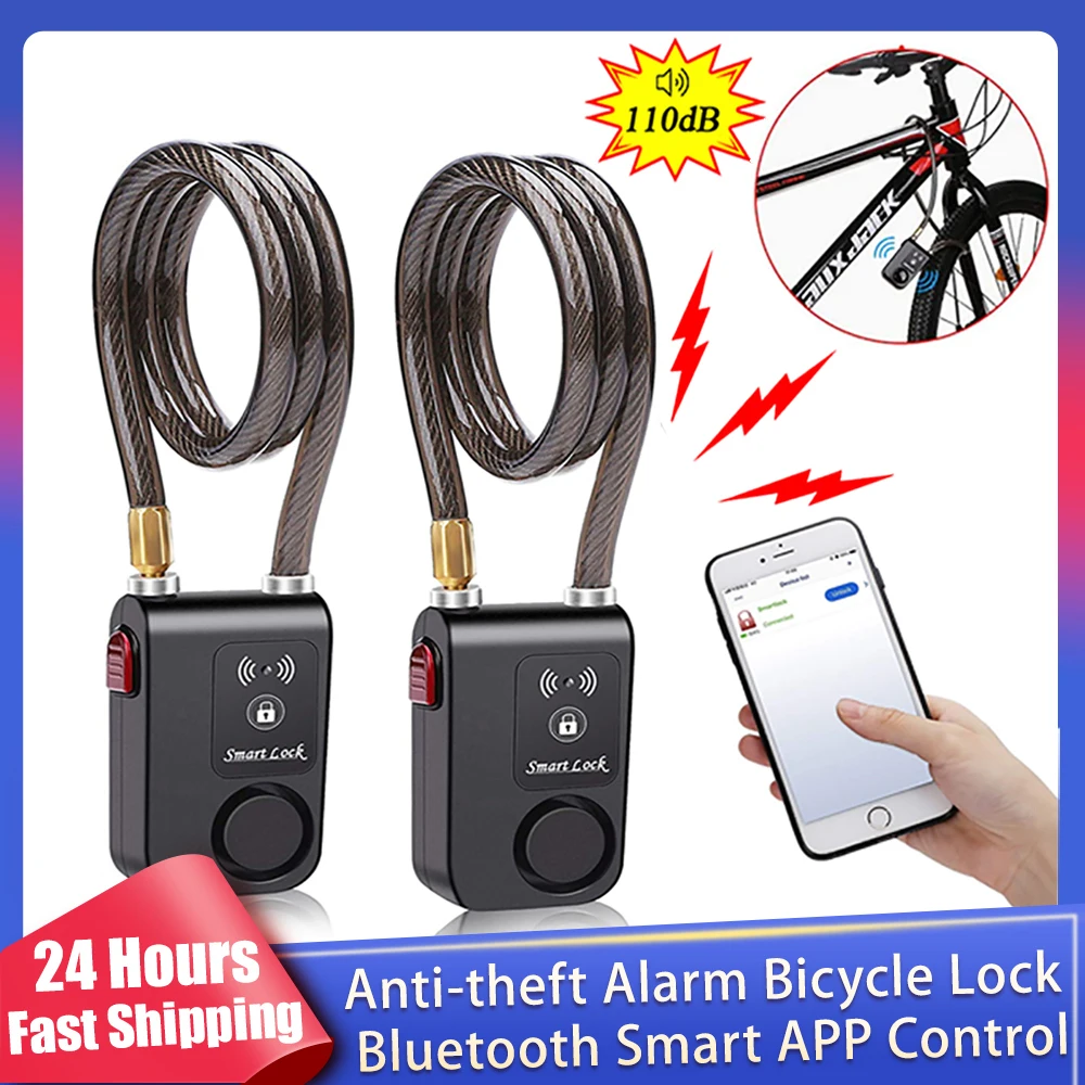 New Bicycle Anti-theft Alarm Lock Bluetooth Smart APP Control Waterproof Bike Burglar Vibration Alarm Lock Security System