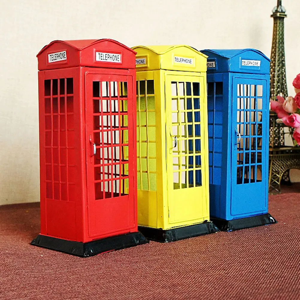 

1pc Vintage Phone Yellow Tin Coin Jar For Jar Artistic Money Box Saving Habit Storage Pot Saving Pot Artistic Box Decor