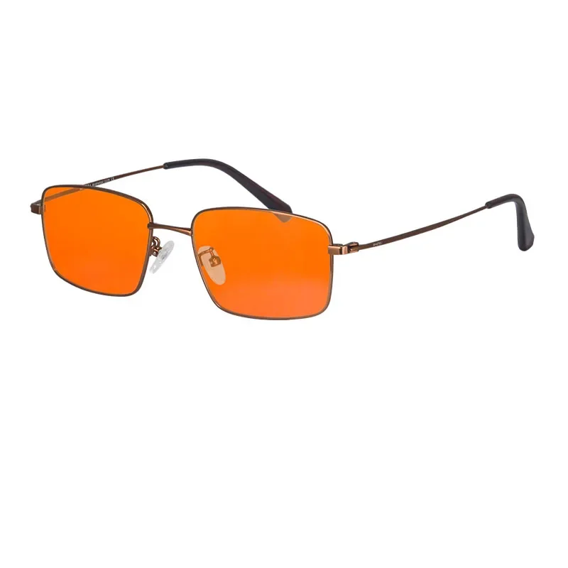 Blaulichtbrille für Herren, orangefarbene Linse, rote Linse, klare Linse, Metallbrille, Blaulichtschutz, blaues Licht blockierende Brille für Männer – Detail 17