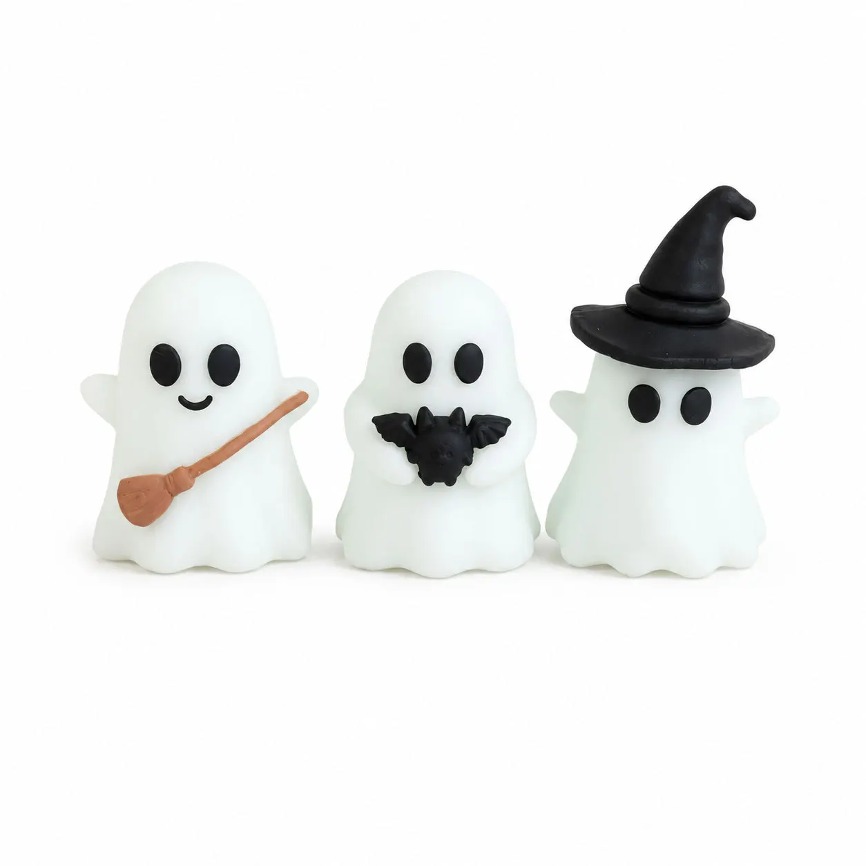 Leuchtende Mini Halloween Geisterfigur, Deko mit sanftem Leuchten im Dunkeln, süße gruselige Tischdekoration für Kuchen, DIY Basteln, Handarbeit und Halloween Party – Detail 12
