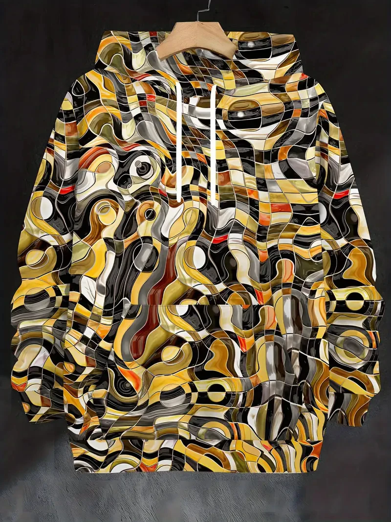 مضحك رجل مجردة الفن نمط هوديي ثلاثية الأبعاد طباعة الرجال مقنعين البلوز ملابس للرجال الكتابة على الجدران الرجال المتضخم بلوزات هوديي