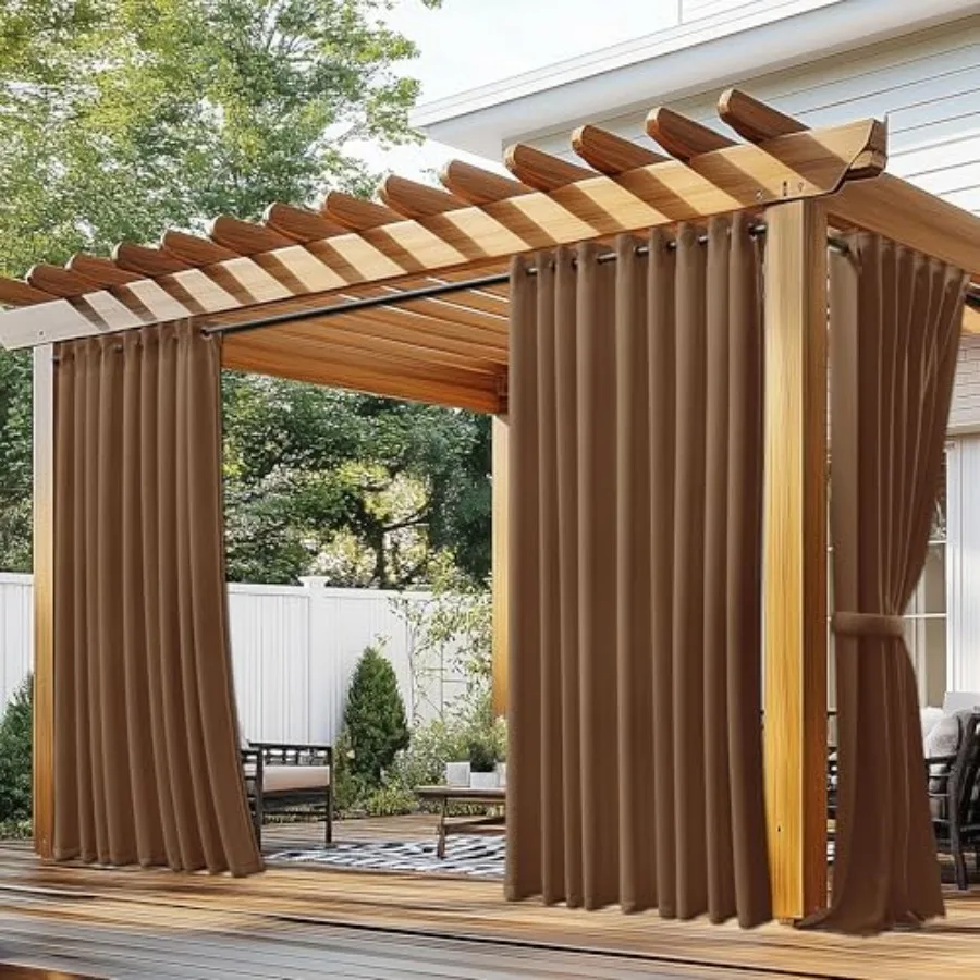 

Waterproof Outdoor Curtains 300GSM for Patio, Premium Privacy Outside Weatherproof Curtains, Grommets Top for Porch Pergola Dec