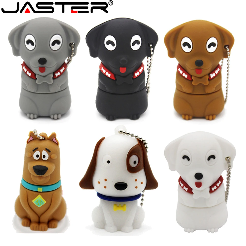 JASTER Cute Dog USB Flash Drives 64GB Cartoon Pen Drive 32GB Creative Gifts for Children Memory Stick 16GB Free Key Chain U disk