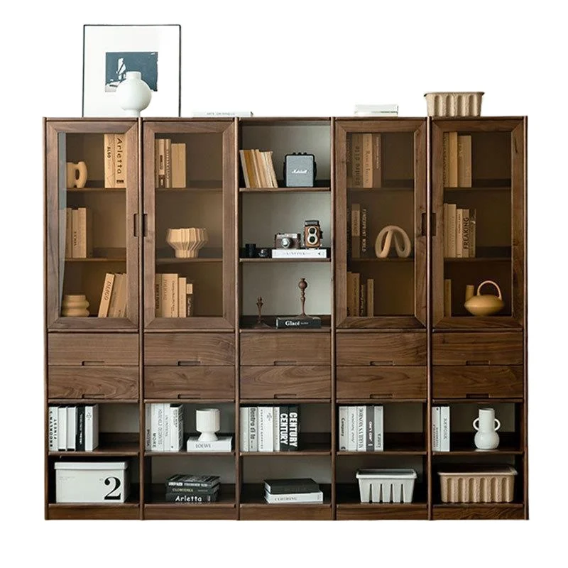 North American black walnut solid wood bookshelf, floor-to-ceiling all solid wood pure solid wood dustproof whole wall bookcase