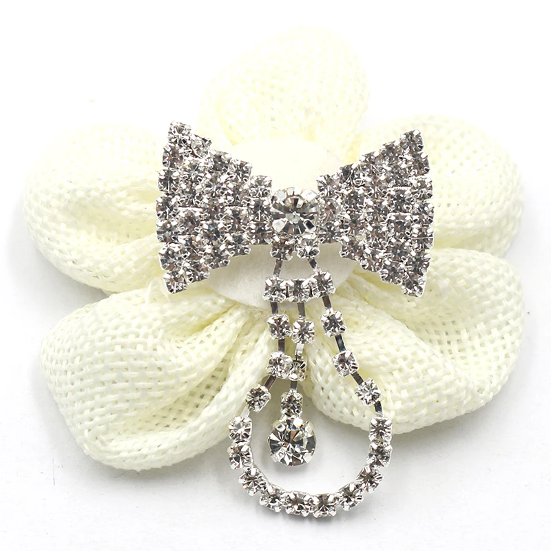 TYNUOMI2PCS52 * 35MM Silver Full Diamond Brooch Bow For Clothing, Children's Backpack Barbie Dolls, Jewelry Accessories DIY