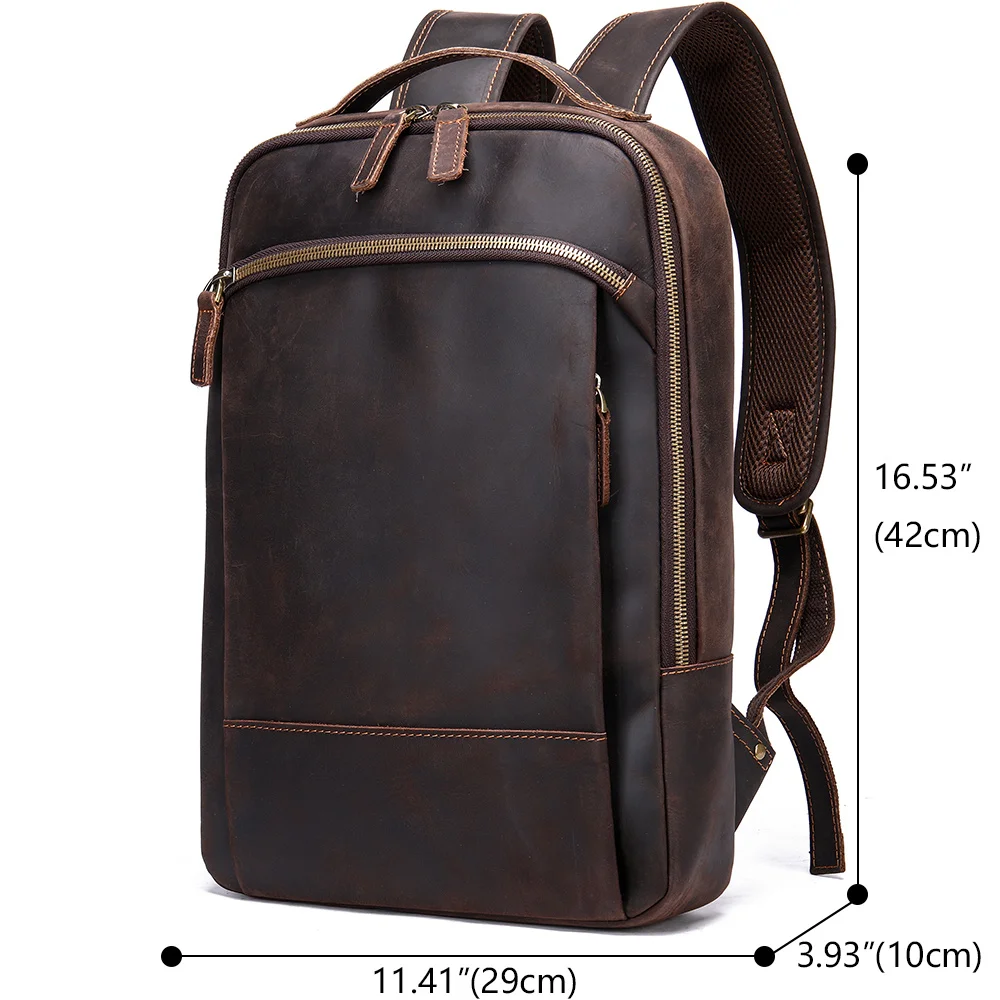 Personalized Backpack Leather For Men Vintage Big Men's 15'' Laptop Travel Mans s Retro Unisex