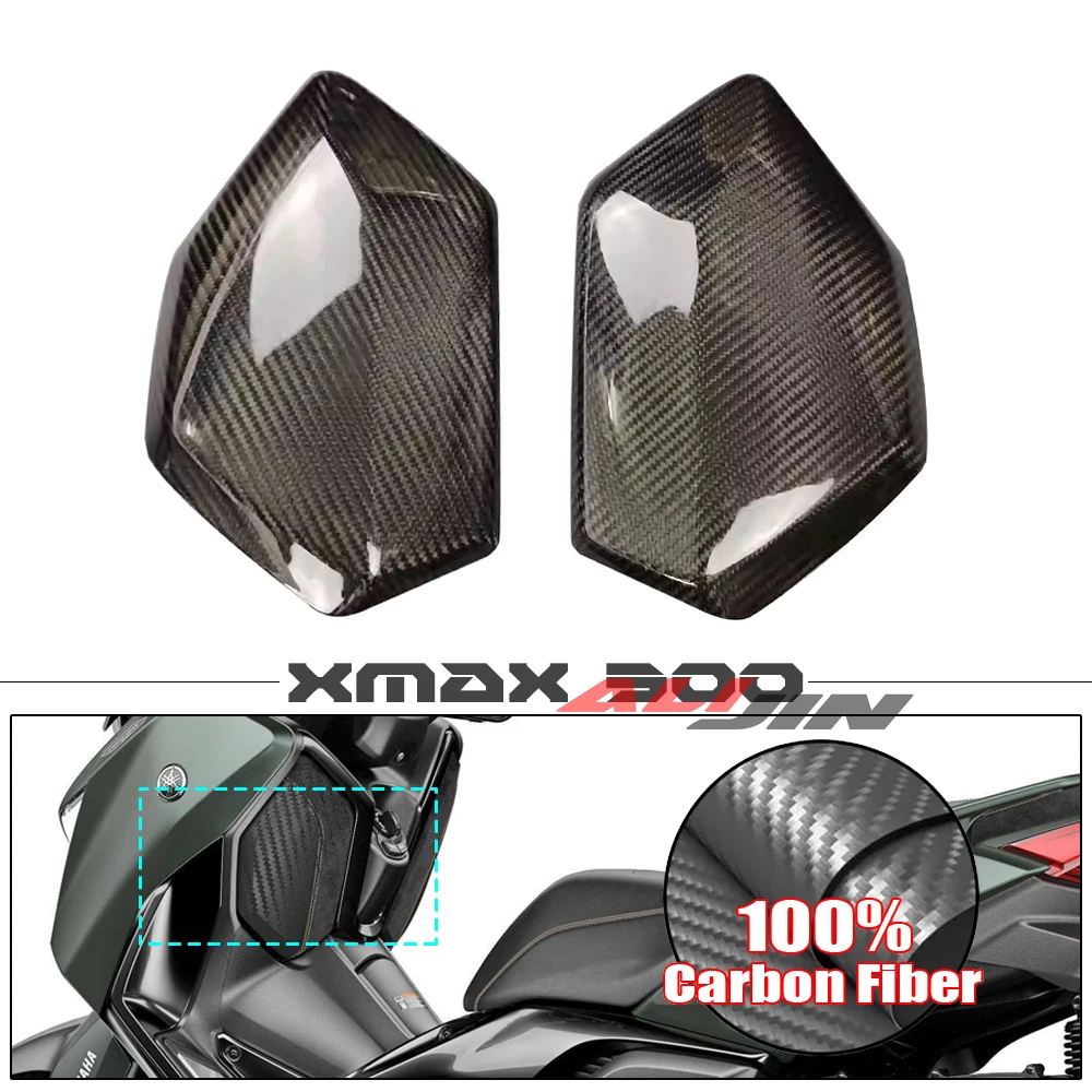 100% Real Carbon fiber For YAMAHA Xmax 300 2023+ 2024 Motorcycle Front Side Cover Storage Box Decoration Fairing Protector