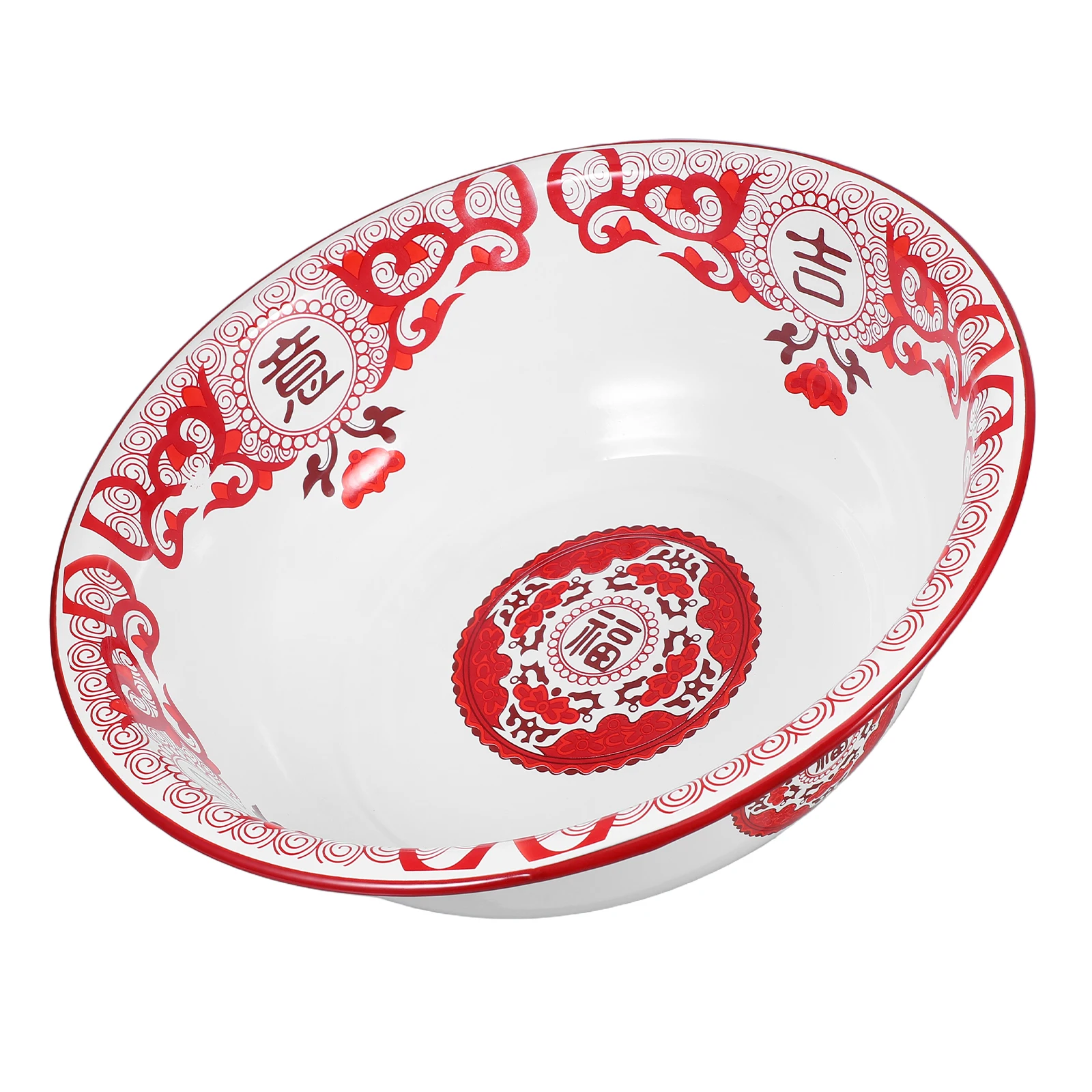 

Enamel Basin Bowl Vintage Enamelware Soup Kitchen Large Capacity Durable Mixing Bread Fruit Vegetable Wash Retro Style Kitchen