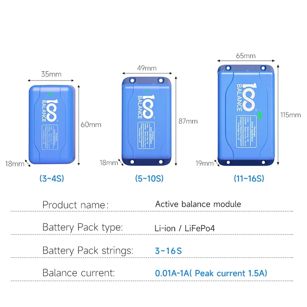 1A/5A Lithium Battery Active Equalizer Energy Transfer Board Li-ion LiFePo4 LTO Balancer 3S-24S UART RS485 BT 10MV