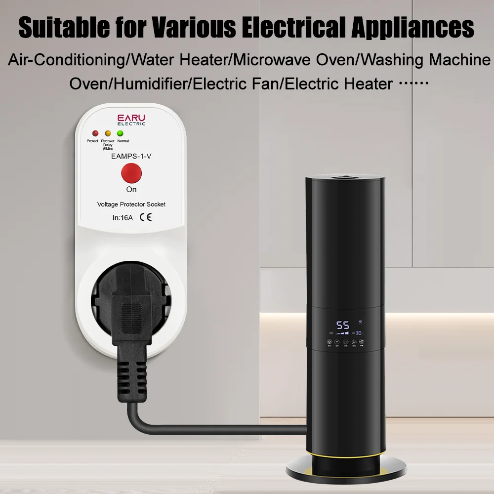 التلقائي الجهد حامي المقبس التبديل 16A التيار المتناوب 230 فولت 50/60 هرتز حماية زيادة الطاقة الاتحاد الأوروبي المقبس نوع فولت آمن للأجهزة المنزلية #3