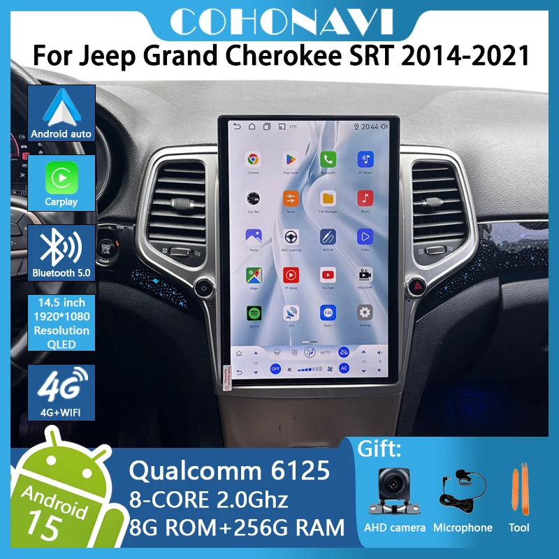 

14.5 Inch For Jeep Grand Cherokee SRT 2014-2021 Car Multimedia Player Gps Radio Android 15 Octa Core Carplay Android Auto 4G
