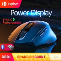 INPHIC DR01 Bluetooth Mouse 2.4G+Bluetooth 5.0/4.0 Wireless Rechargeable 1600dpi Silent Ergonomic Mouse for iPad Laptop Desktop
