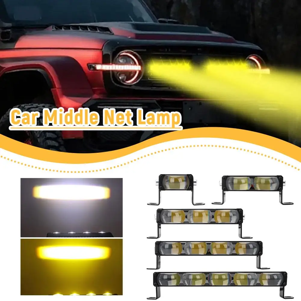 

1PCS 9-36V Universal Car Motorcycle LED Work Light Lens Front Long Auxiliary Spotlight 1-5 Row White Yellow Dual Grille Col Y8E9