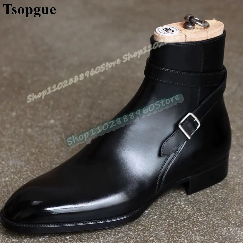 المتقدمة جلد أسود مشبك حزام الرجال حذاء من الجلد الشقق حذاء رجالي الانزلاق على أشار تو عالية الجودة الأعمال مأدبة الرجال الأحذية #1