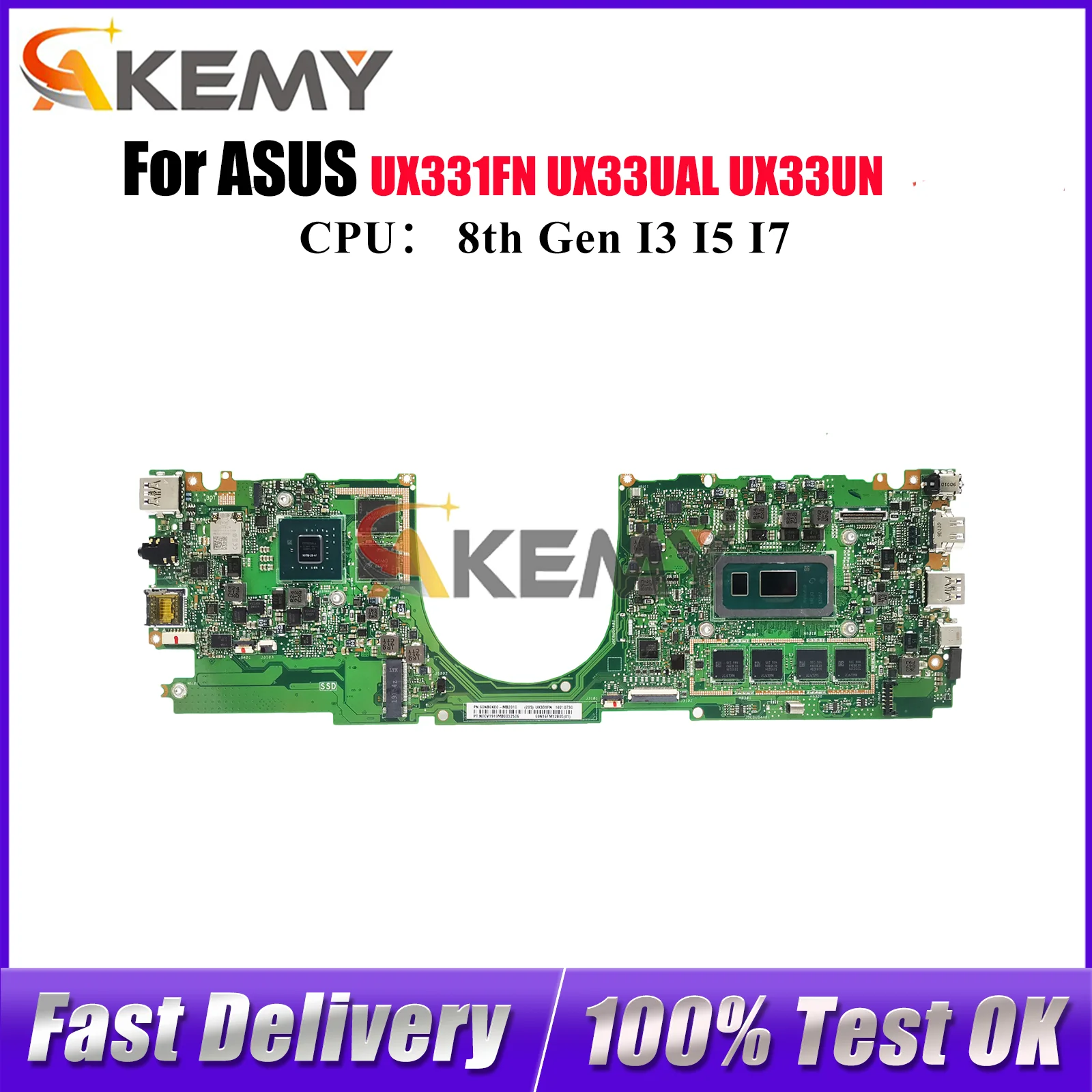 

UX331FN Laptop Motherboard For ASUS ZenBook BX331U U3300U UX33UAL UX331 UX33UN Mainboard W/ I3 I5 I7 CPU 100% tests OK fast ship