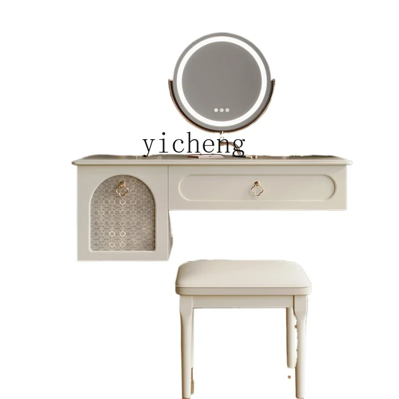 

French Cream Style Dresser Storage Cabinet Integrated Bedroom Large Capacity Makeup Table White Retro Light Luxury