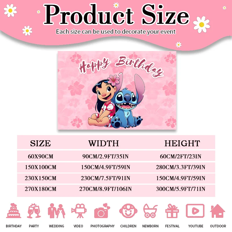 غطاء خلفية TB Disney Stitch & Lilo Arch لتزيين حفلات أعياد الميلاد للأطفال وخلفية لحفلات استقبال المولود الجديد