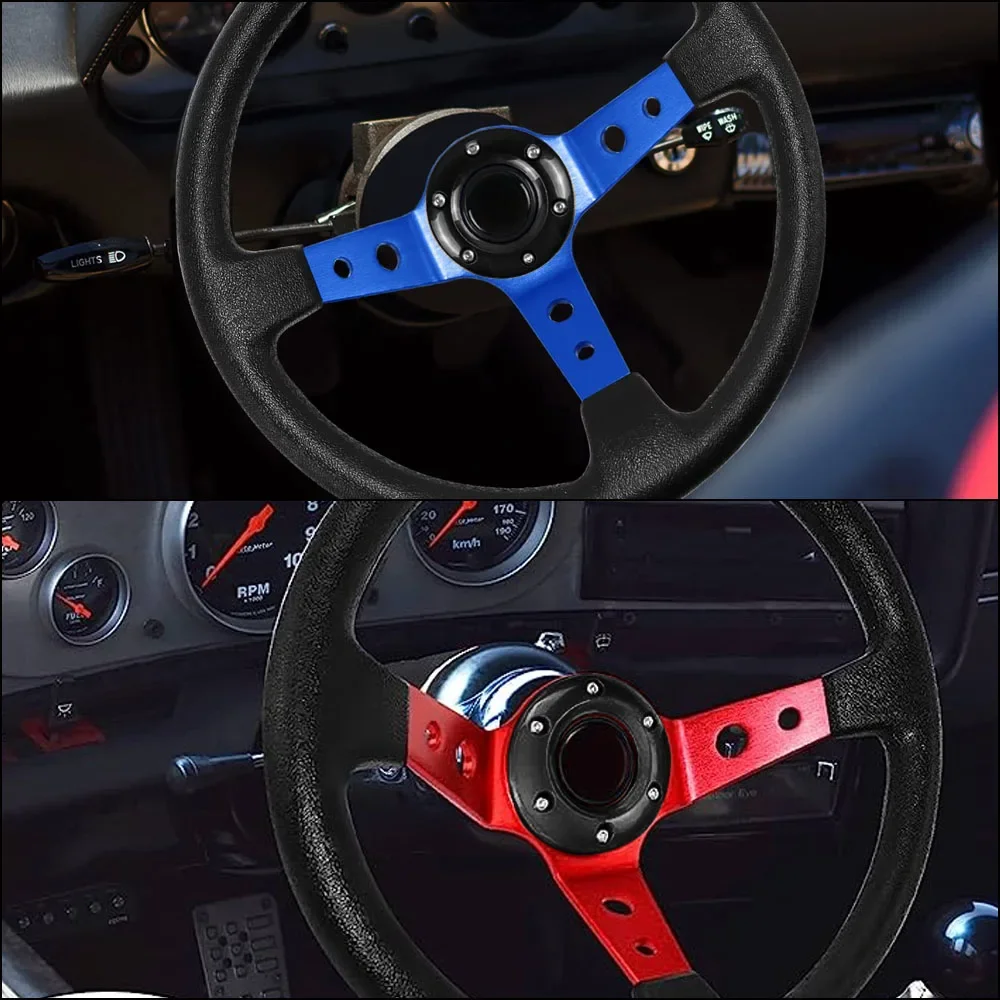 1pcs Racing Car 6 Bolts Steering Wheel Horn Button Center Ring 48mm Internal Diameter Replacement for MOM* NRG Black Accessories