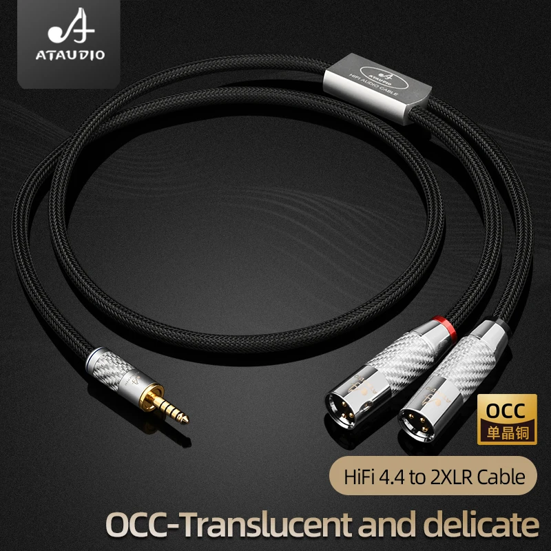 ATAUDIO HiFi 4.4mm to 2XLR Audio Cable Hi-end OCC Core 4.4mm Balanced to 2XLR Male/Female Adapter Cable for Amplifier Mixer