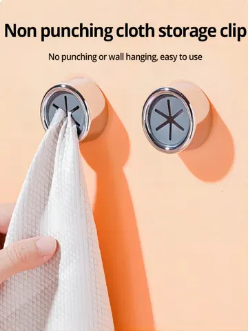 3PCS Non Punching Dishwashing Cloth Storage Clip Dishcloth Clip Kitchen Household Gloves Hook Towel Rack Hole Clip Wall Hanging