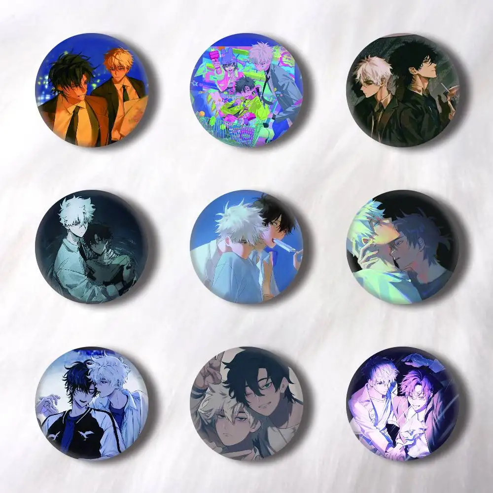Anime Link Click Creative Round Button Badges Cute Pin Brooch for Backpack Clothes Lapel Jewelry Accessories Friends Gift