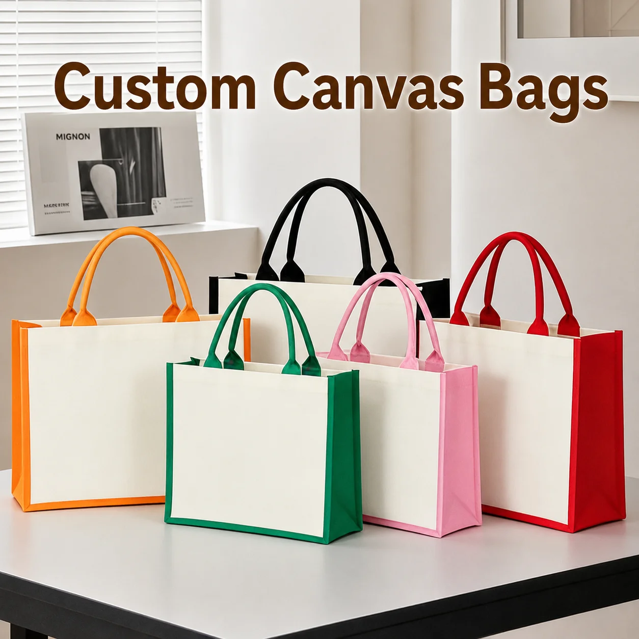Custom Canvas Tote Bag Personalized Logo Handbag Large Capacity Student Daily Shopping Portable DIY Blank Canvas Shoulder Bag