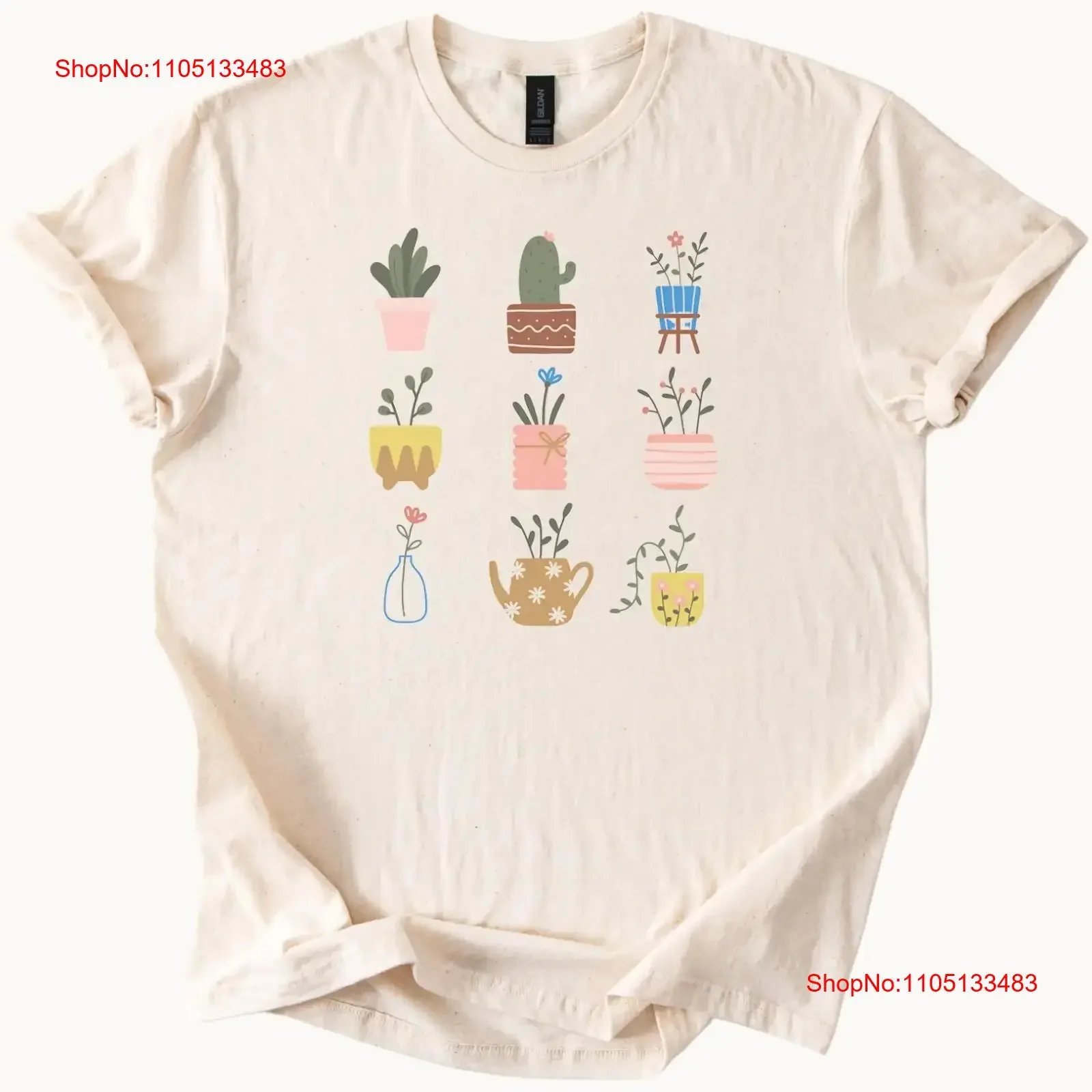 

Cute Potted Plants T Shirt Trendy Plant Lover vintage Washed Breathable Comfortable fashion homme streetwear Casual
