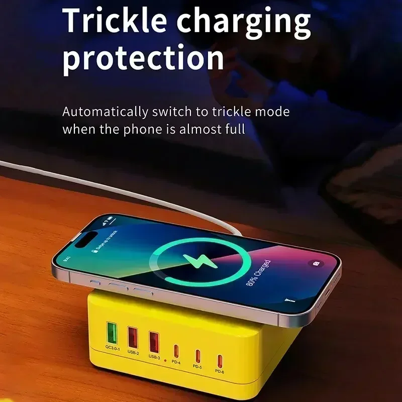 140 واط USB C شاحن المرحلة مع شحن لاسلكي GaN QC3.0 PD 65 واط شاحن سريع لماك بوك آيفون سامسونج شاومي محمول اللوحي