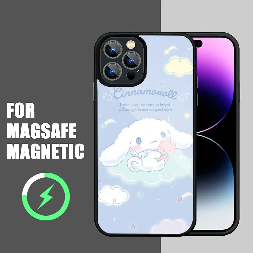 MINISO Sanrio Cinnamoroll Phone Case iPhone 15 14 11 12 13 Pro Max Plus Magnetic Wireless Charge Cases Cover