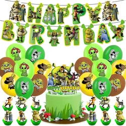 Globos con temática de dibujos animados Shrek, suministros para fiestas, pancarta de cumpleaños, decoración de globos de látex, suministros para pasteles, juguetes para niños, regalo